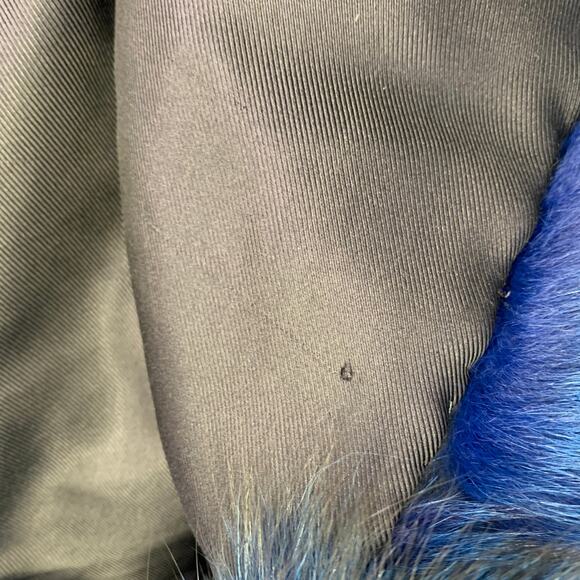 NO BRAND One Size Rare Navy Blue Black Fox Fur Hook Eye Closure Cardigan - Picture 5 of 7